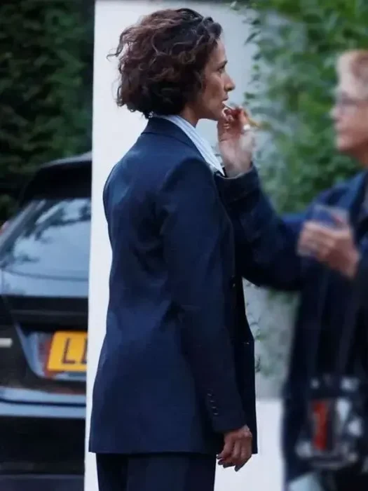 Indira Varma Blue Blazer back