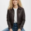 Ivy Brown Faux Leather Jacket