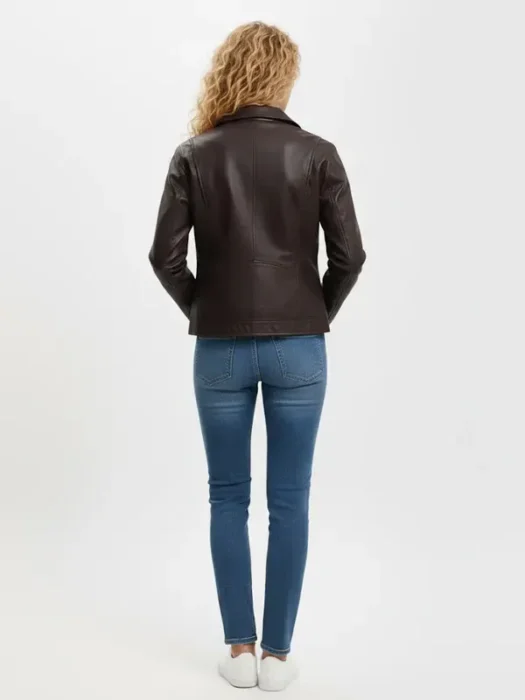 Ivy Brown Faux Leather Jacket Back