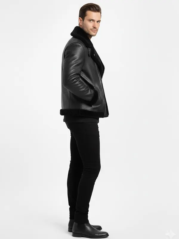 Jimmy Black Leather Aviator Jacket