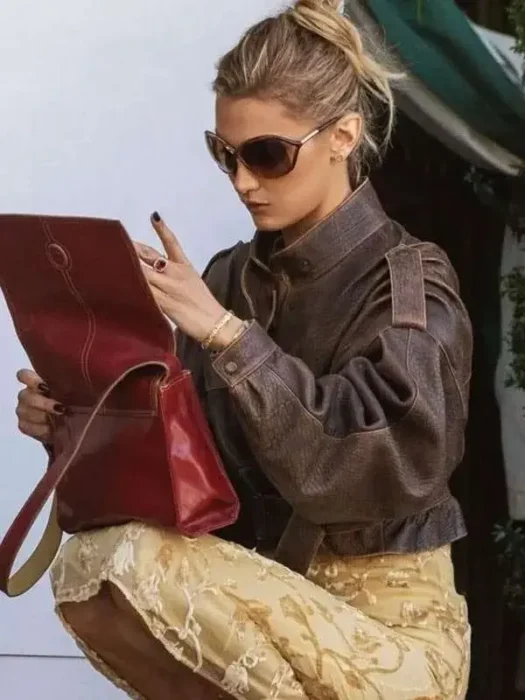 LA Bella Hadid Brown Cropped Jacket