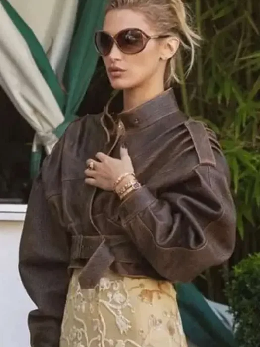 LA Bella Hadid Cropped Brown Jacket