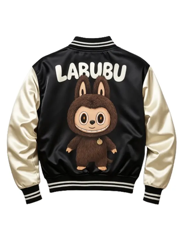 LABUBU Black and Cream Satin Bomber Jacket Back