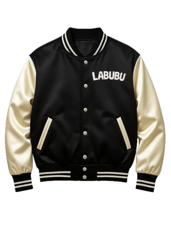 LABUBU Black and Cream Satin Bomber Jacket