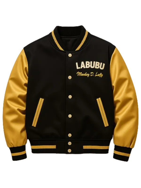 LABUBU Black and Yellow Satin Bomber Jacket