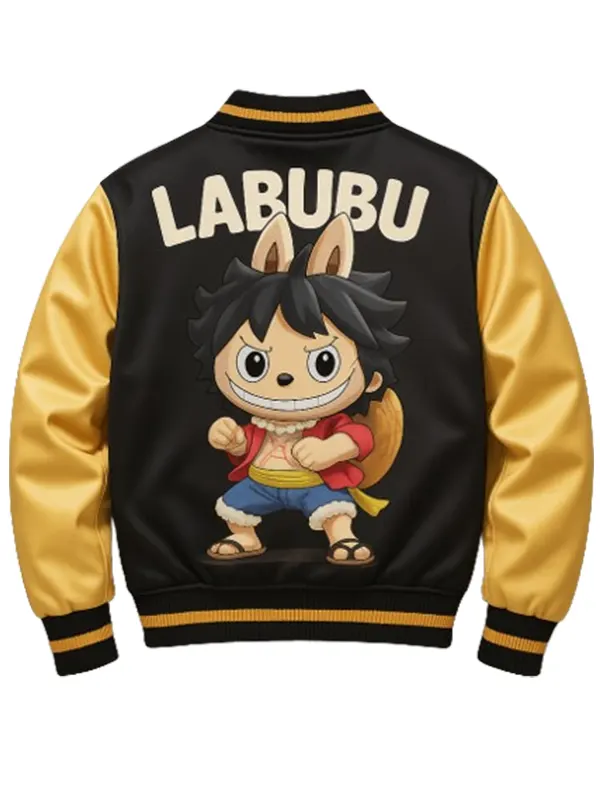 LABUBU Satin Bomber Black and Yellow Jacket