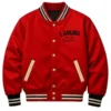 LABUBU Satin Bomber Red Varsity Jacket