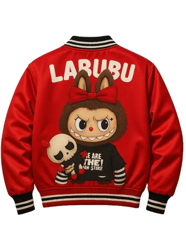 LABUBU Satin Bomber Varsity Jacket