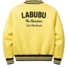 LABUBU Yellow Satin Bomber Jacket Back