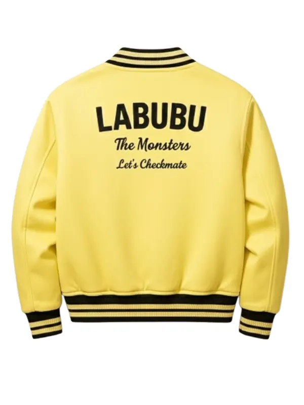 LABUBU Yellow Satin Bomber Jacket Back