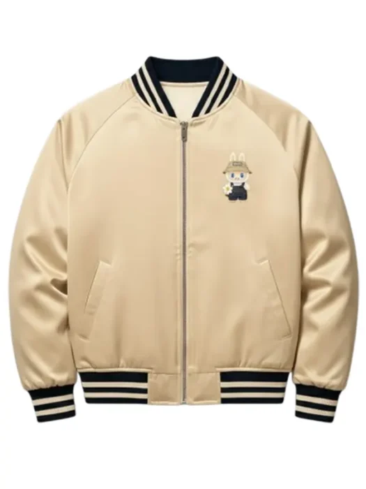 LABUBU beige Satin Bomber Jacket