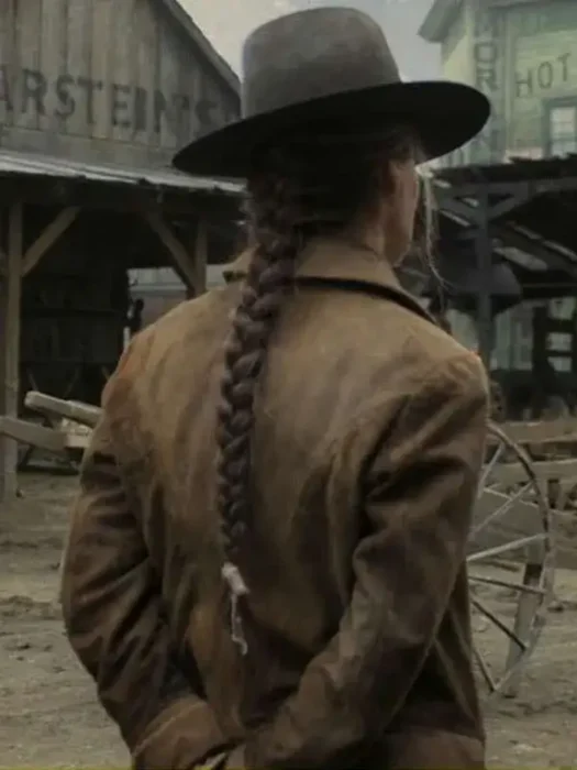 Lena Headey The Abandons Brown Coat back