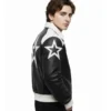 Marty Supreme Black And White Leather Bomber Jacket