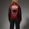 Marty Supreme Red and Black Leather Jacket Back