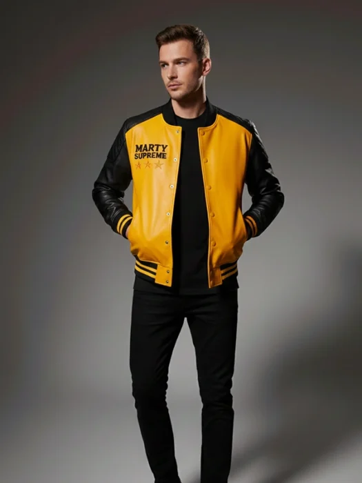 Marty Supreme Yellow and Black Bomber Jacket