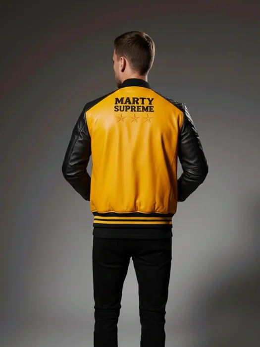 Marty Supreme Yellow and Black Leather Jacket