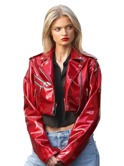 Maybelline Elle Quist Red Patent Cropped Jacket