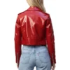 Maybelline Elle Quist Red Patent Leather Cropped Jacket Back