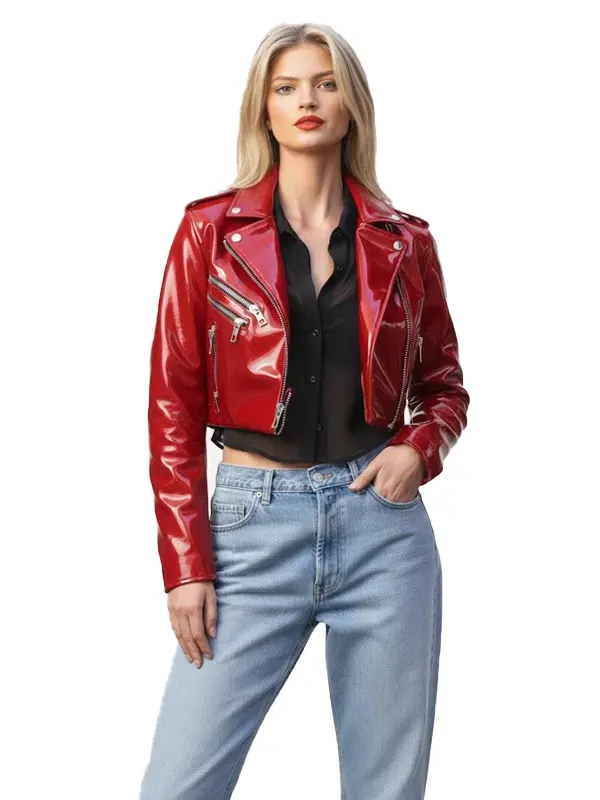 Maybelline Elle Quist Red Patent Leather Jacket