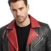 Mens Asymmetrical Biker Leather Jacket