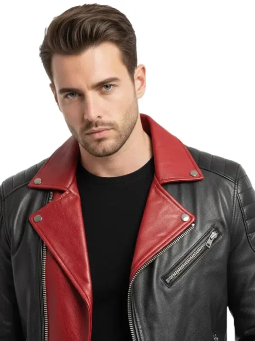 Mens Asymmetrical Biker Leather Jacket