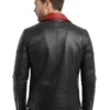 Mens Asymmetrical Black Biker Leather Jacket Back