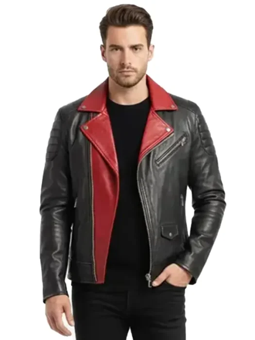 Mens Asymmetrical Black Leather Jacket