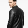 Mens Black Leather Jacket - Cafe Racer Style