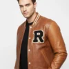Mens Brown latterman Bomber Jacket
