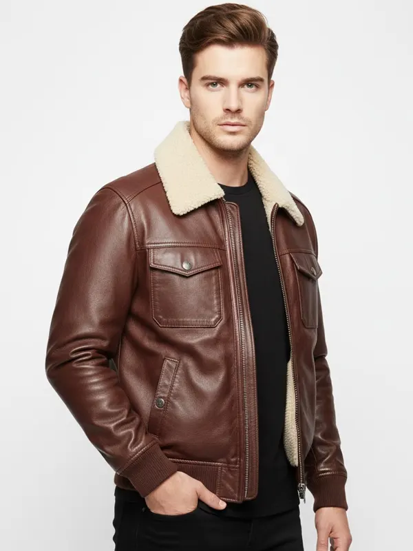Mens Dark Brown Bomber Jacket