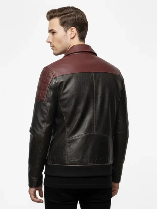 Mens Distressed Black Leather Jacket Back