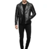 Mens Motorcycle Black Leather Biker Jacket