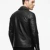 Mens Motorcycle Genuine Black Leather Jacket Back