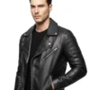 Mens Motorcycle Leather Biker Jacket