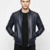 Mens Navy Blue Bomber Jacket