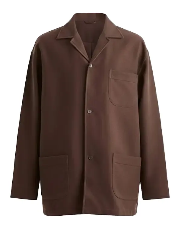 Mens Silk Cotton Moleskin Brown Jacket