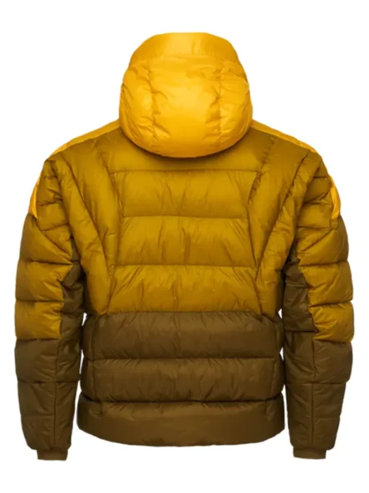 Mens Tilicho Hooded Puffer Jacket Yellow Back
