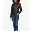 Mikel Black Leather Racer Jacket