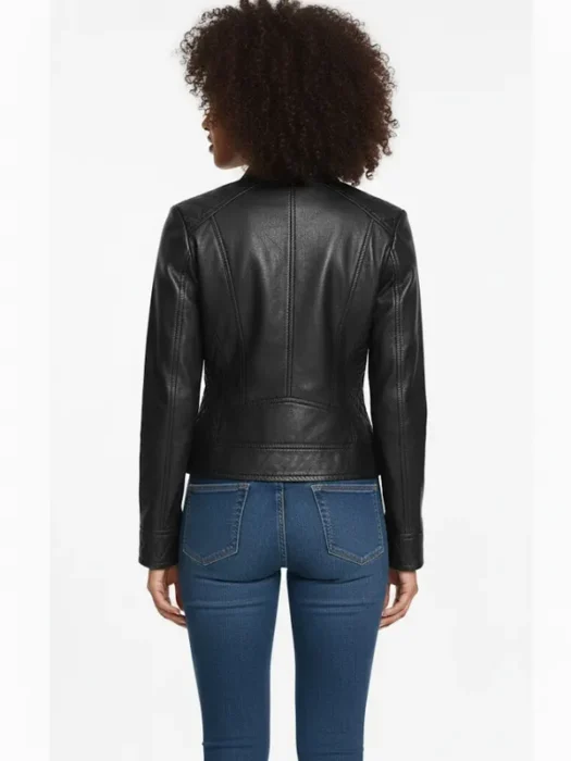Mikel Leather Racer Jacket Back