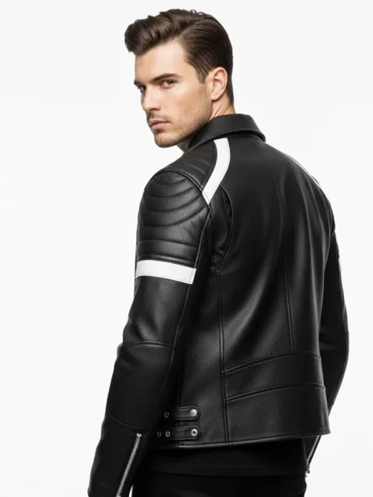 Motorcycle Black Leather Jacket Back
