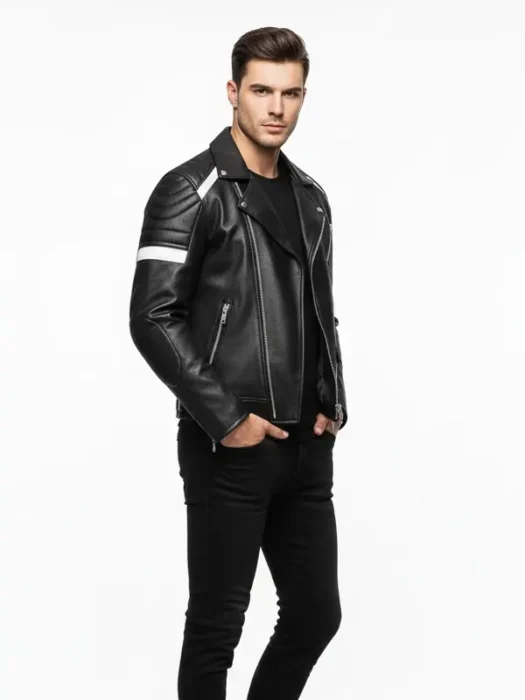 Motorcycle Genuine Black Leather Jacket Back