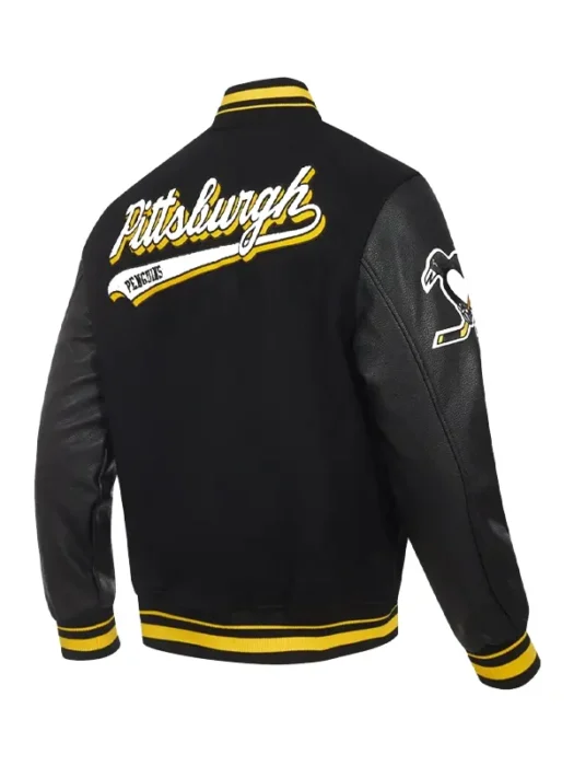 NHL Pittsburgh Black Penguins Varsity Jacket Back