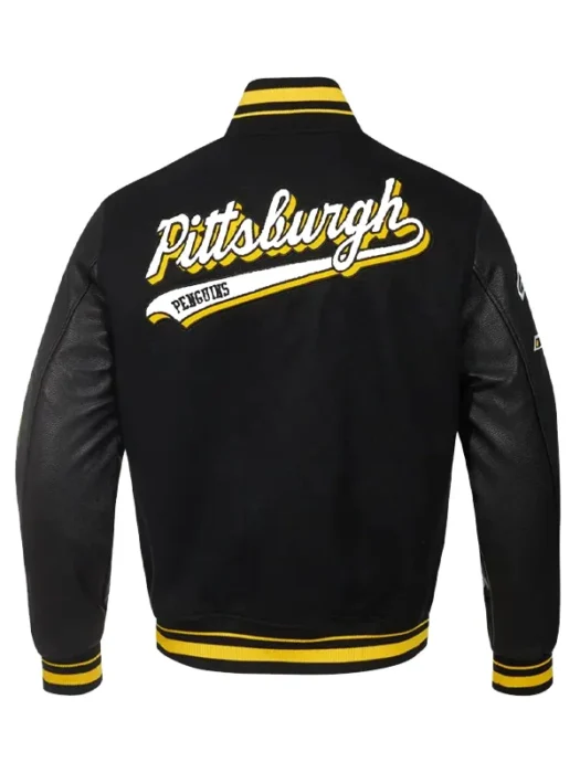 NHL Pittsburgh Penguins Black Varsity Jacket Back