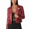 Nordstrom Dark Red Moto Biker Genuine Leather Jacket