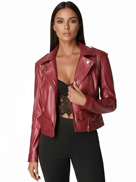 Nordstrom Dark Red Moto Biker Genuine Leather Jacket