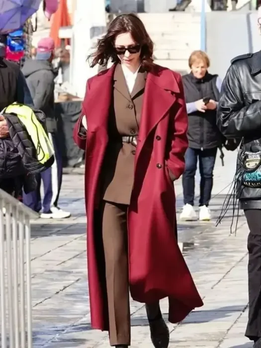 Rebecca Hall The Beauty Maroon Coat