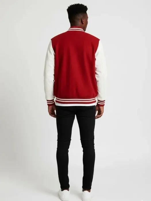 Robin Red & White Varsity Jacket Back