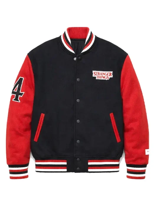 Stranger Things Hawkins Black & Red Letterman Varsity Jacket