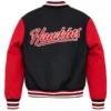 Stranger Things Hawkins Black & Red Letterman Varsity Jacket Back
