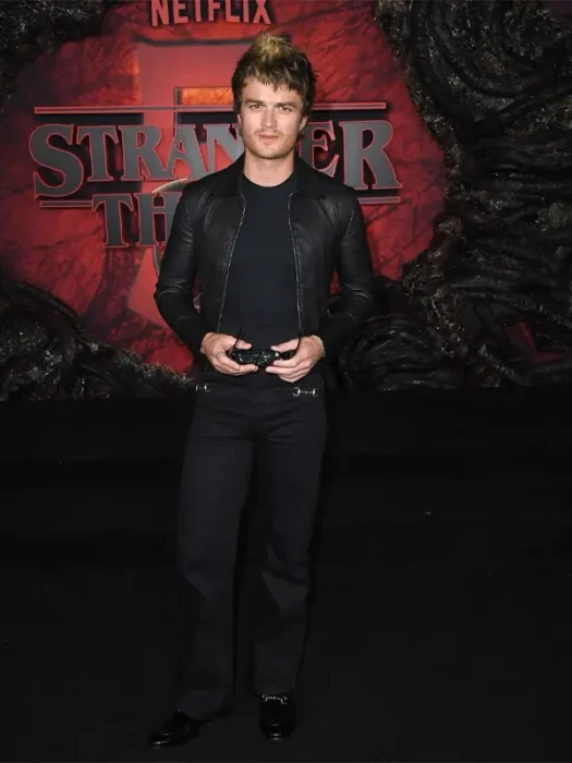 Stranger Things Premiere Steve Leather Black Jacket